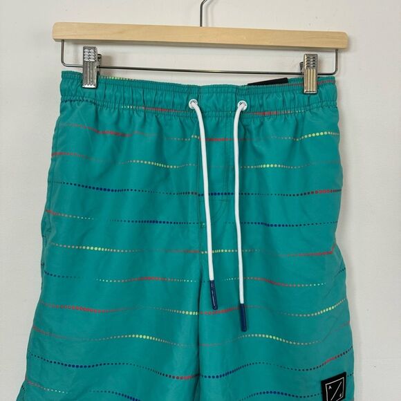 NWT American Eagle Teal Blue Swim Trunks Swimsuit Size XS Hits Above the Knee - Picture 4 of 9